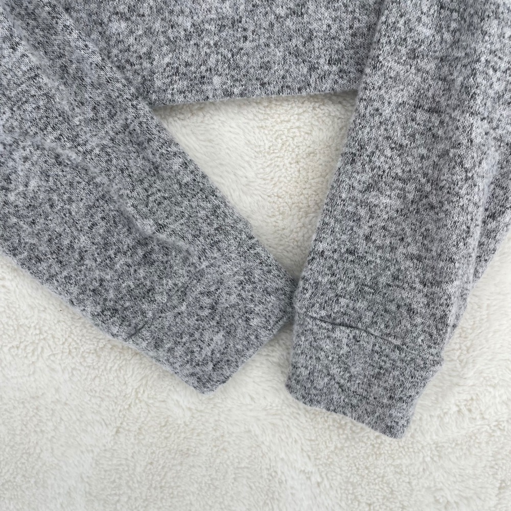Quince Eco-Soft Cropped Hoodie Heather Grey Pullover Sweatshirt S Comfy Lounge - Picture 4 of 9